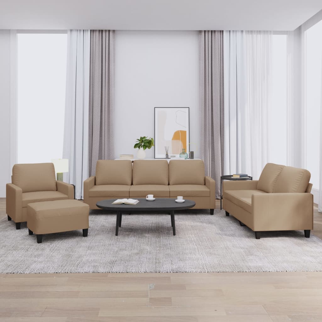 Ensemble de canapés 4 pcs avec coussins Cappuccino Similicuir