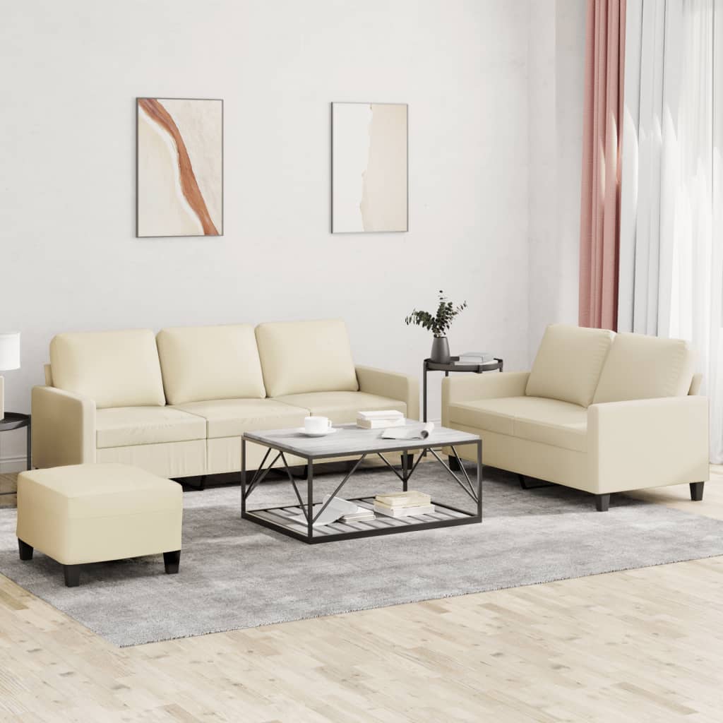 Ensemble de canapés 3 pcs avec coussins Crème Similicuir