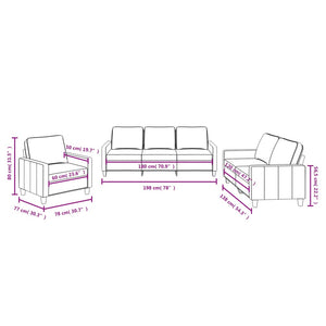 Ensemble de canapés 3 pcs avec coussins Gris foncé Tissu