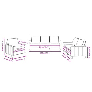 Ensemble de canapés 3 pcs avec coussins Marron Tissu