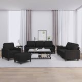 Ensemble de canapés 4 pcs avec coussins Noir Tissu