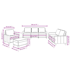 Ensemble de canapés 4 pcs avec coussins Jaune clair Tissu