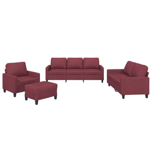 Ensemble de canapés 4 pcs avec coussins Rouge bordeaux Tissu