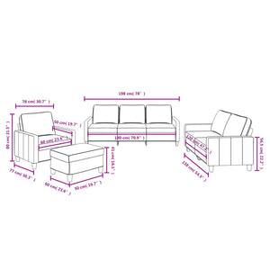 Ensemble de canapés 4 pcs avec coussins Rouge bordeaux Tissu