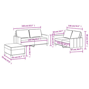 Ensemble de canapés 3 pcs avec coussins Gris clair Tissu