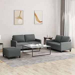 Ensemble de canapés 3 pcs avec coussins Gris foncé Tissu