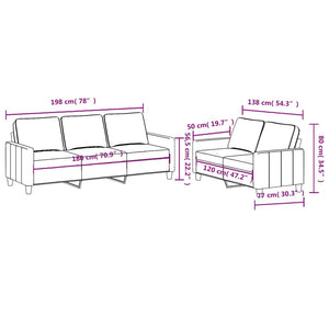 Ensemble de canapés 2 pcs avec coussins Marron Tissu