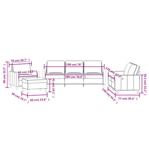 Ensemble de canapés 4 pcs avec coussins Gris clair Velours