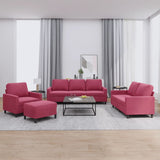 Ensemble de canapés 4 pcs avec coussins Rouge bordeaux Velours