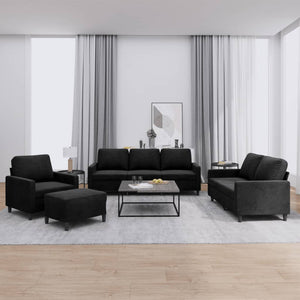 Ensemble de canapés 4 pcs avec coussins Noir Velours