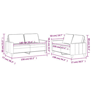 Ensemble de canapés 2 pcs avec coussins Gris clair Velours