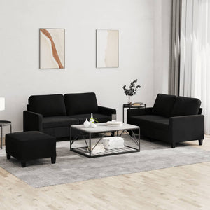 Ensemble de canapés 3 pcs avec coussins Noir Velours