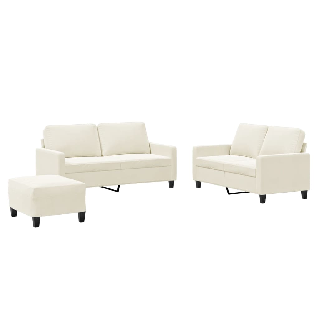 Ensemble de canapés 3 pcs avec coussins Crème Velours