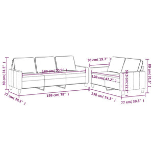 Ensemble de canapés 2 pcs avec coussins Rose Velours