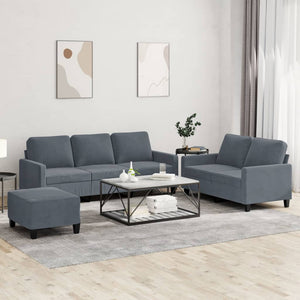 Ensemble de canapés 3 pcs avec coussins Gris foncé Velours