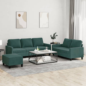 Ensemble de canapés 3 pcs avec coussins Vert foncé Velours