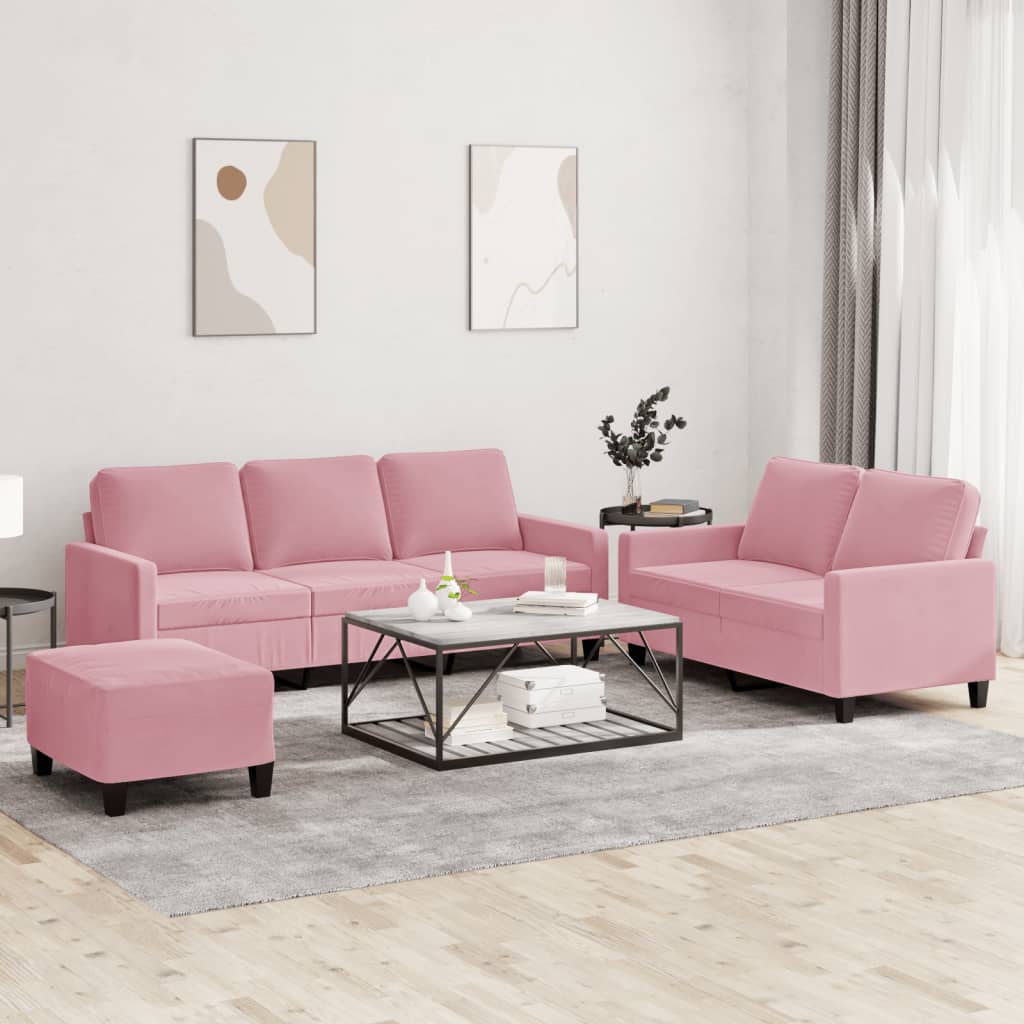 Ensemble de canapés 3 pcs avec coussins Rose Velours