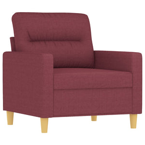 Ensemble de canapés 3 pcs avec coussins rouge bordeaux tissu