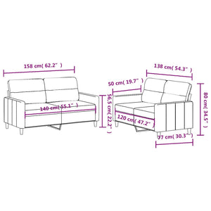 Ensemble de canapés 2 pcs avec coussins Rouge bordeaux Tissu