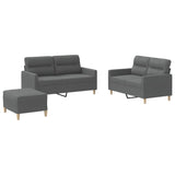 Ensemble de canapés 3 pcs avec coussins Gris foncé Tissu