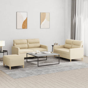 Ensemble de canapés 3 pcs avec coussins Crème Tissu