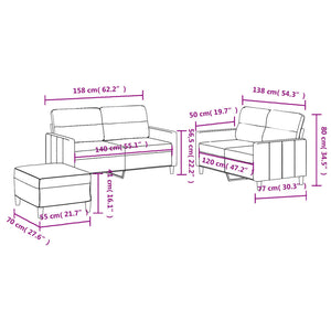 Ensemble de canapés 3 pcs avec coussins Taupe Tissu