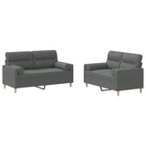 Ensemble de canapés 2 pcs coussins gris foncé tissu