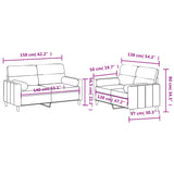 Ensemble de canapés 2 pcs avec coussins rouge bordeaux tissu
