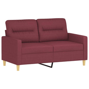 Ensemble de canapés 3 pcs avec coussins rouge bordeaux tissu