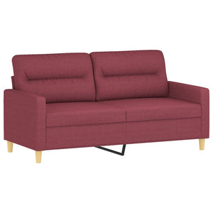 Ensemble de canapés 3 pcs avec coussins rouge bordeaux tissu