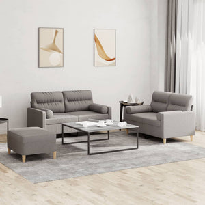 Ensemble de canapés 3 pcs avec coussins taupe tissu