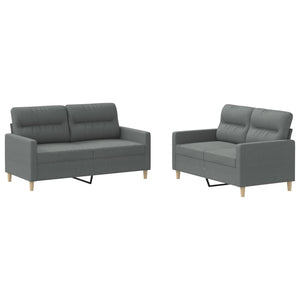 Ensemble de canapés 2 pcs avec coussins Gris foncé Tissu