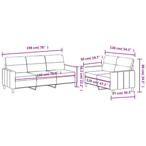 Ensemble de canapés 2 pcs avec coussins Marron Tissu
