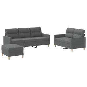 Ensemble de canapés 3 pcs avec coussins Gris foncé Tissu