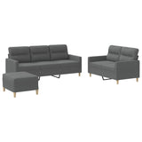 Ensemble de canapés 3 pcs avec coussins Gris foncé Tissu