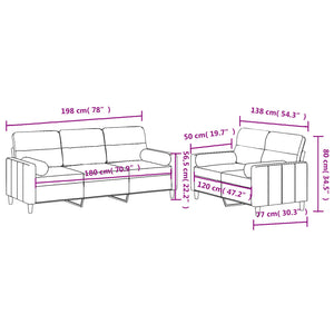 Ensemble de canapés 2 pcs avec coussins noir tissu