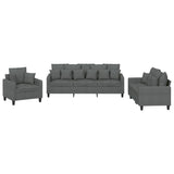 Ensemble de canapés 3 pcs coussins gris foncé tissu