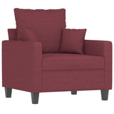 Ensemble de canapés 3 pcs avec coussins rouge bordeaux tissu