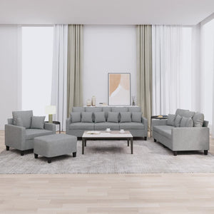 Ensemble de canapés 4 pcs coussins gris clair tissu