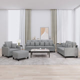 Ensemble de canapés 4 pcs coussins gris clair tissu