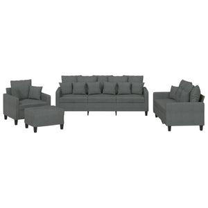 Ensemble de canapés 4 pcs coussins gris foncé tissu