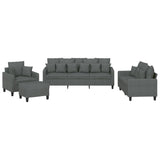 Ensemble de canapés 4 pcs coussins gris foncé tissu