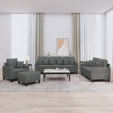 Ensemble de canapés 4 pcs coussins gris foncé tissu