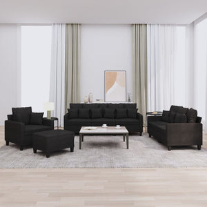 Ensemble de canapés 4 pcs avec coussins noir tissu