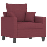 Ensemble de canapés 4 pcs avec coussins rouge bordeaux tissu