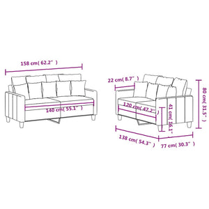 Ensemble de canapés 2 pcs avec coussins Marron Tissu
