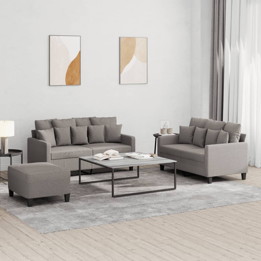 Ensemble de canapés 3 pcs avec coussins Taupe Tissu