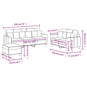Ensemble de canapés 3 pcs avec coussins Noir Tissu