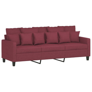 Ensemble de canapés 3 pcs avec coussins Rouge bordeaux Tissu