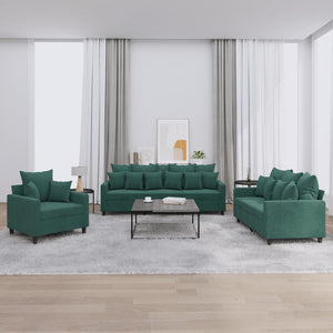 Ensemble de canapés 3 pcs avec coussins Vert foncé Velours